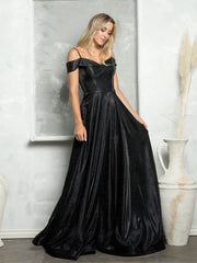 Long Formal Off Shoulder Glitter Ball Gown