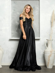 Long Formal Off Shoulder Glitter Ball Gown