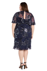 Plus Size Short Dress Sequin Floral Cocktail R&M Richards 3398W