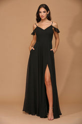 Long Off Shoulder Formal Chiffon Bridesmaids Dress