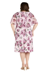 Plus Size Floral Print Dress Short Cocktail R&M Richards 3467W