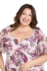 Plus Size Floral Print Dress Short Cocktail R&M Richards 3467W