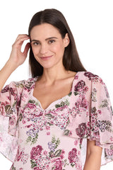 Short Floral Print Knee Length Dress Cocktail R&M Richards 3467
