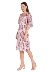 Short Floral Print Knee Length Dress Cocktail R&M Richards 3467