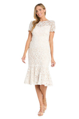 Short Fitted Dress Lace Midi Length Cocktail R&M Richards 3498
