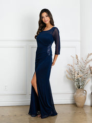 Eva Fashion 3501 Long Formal Mother of the Bride Slit Dress