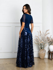 Eva Fashion 3519 Mother of the Bride Long Sequin Lace Formal Dress