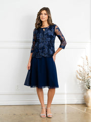 Eva Fashion 3524 Short Mother of the Bride Lace Jacket Dress