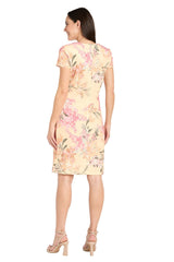 Floral Print Short Cocktail Dress Pleated R&M Richards 4034