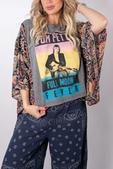 Tom Petty "Full Moon Fever" Printed Bat Sleeve T-Shirt (No Back Pocket)
