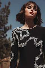 Long Sleeve Beaded Gown Fitted Mac Duggal 44086