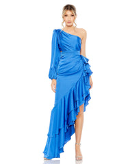 High Low One Shoulder Prom Dress One Shoulder Detail Mac Duggal 49531