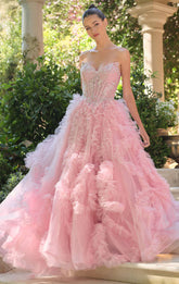 A1483 - Eloise Tulle Ruffle Ball Gown - Andrea & Leo