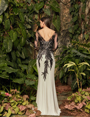 Alexander by Daymor 960 Beaded Long Sleeve Formal Applique Evening Dress