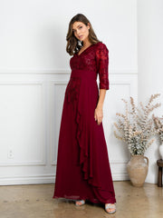 Eva Fashion 5283 Pleated Long Mother of the Bride Formal Dress
