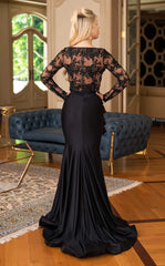 Jessica Angel 537 Lace Fitted Long Sleeve Slit Formal Dress