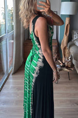 NAHUEL black/emerald tie, long dress