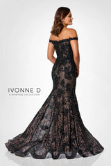 Ivonne D ID323 Sequin Long Formal Lace Applique Evening Gown