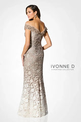 Ivonne D ID902 Long Formal Beaded Lace Ombre Evening Gown