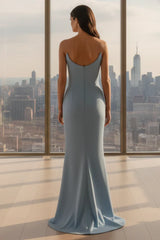 Daris Gown - Light Blue - Cat-Eye Scoop Neckline Dress