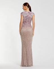 Long Formal Beaded Fringe Dress Evening Mac Duggal 6169
