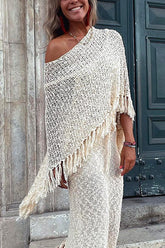 Stylish Tassel Hollow Out Shawl Cloak