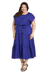Plus Size Midi Length Dress A Line R&M Richards 6680W