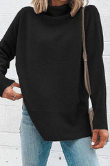 Turtleneck Drop Shoulder Long Sleeve Top
