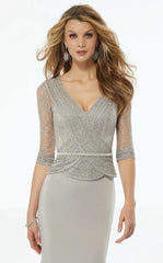 MGNY Madeline Gardner New York 72117 Beaded Long Formal Lace Evening Dress