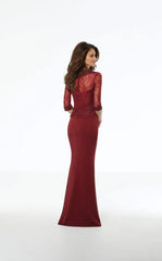 MGNY Madeline Gardner New York 72117 Beaded Long Formal Lace Evening Dress
