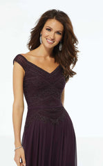 MGNY Madeline Gardner New York 72134 Beaded Long Formal A Line Evening Dress