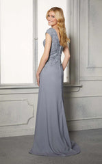 MGNY Madeline Gardner New York 72421 Long Formal A Line Beaded Lace Evening Dress