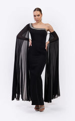 Odrella 7837 Long Formal Fitted Cape Evening Prom Dress