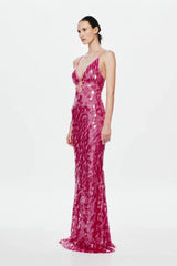 Misha Sapphire Sequin Maxi Dress - Fuchsia