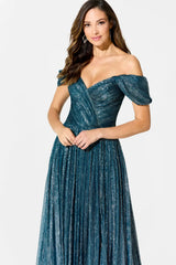 Ivonne D ID918 Glitter Long Formal Pleated Evening Dress