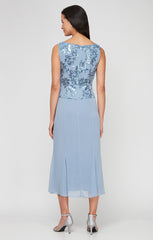 Alex Evenings 8196991 Formal Tea Length Mother of the Bride Sequin Dress