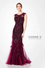 Ivonne D 116D31 Long Formal Beaded Evening Gown
