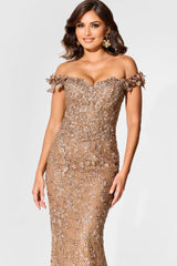 Ivonne D ID303 Long Formal Beaded Lace Evening Dress
