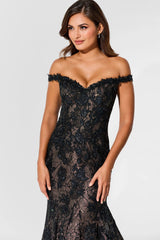 Ivonne D ID323 Sequin Long Formal Lace Applique Evening Gown