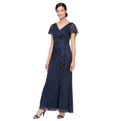 SL Fashions 9133254 Long Formal Mother of the Bride Capelet Dress