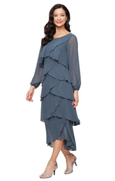 SL Fashions 9170731 Tea Length Layered Short Cocktail Dress