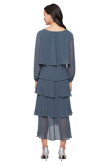 SL Fashions 9170731 Tea Length Layered Short Cocktail Dress
