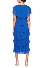 SL Fashions 9178111Mother of the Bride Caplet Tea Length Dress