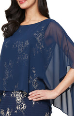 SL Fashions 9479493 Plus Size Pleated Short Cocktail Dress