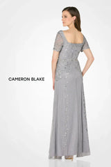 Cameron Blake CB793 Beaded Long Floral Sequin Evening A Line Dress