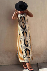 Ethnic Print Strappy Maxi Dress