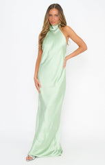Lisa Maxi Dress ~ Pistachio Luxe Satin