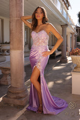 Nox Anabel C1346 Formal Fitted Slit Long Prom Dress