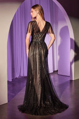 Long Beaded A-Line Formal Dress by LaDivine CD0241