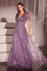 Long Beaded A-Line Formal Dress by LaDivine CD0241